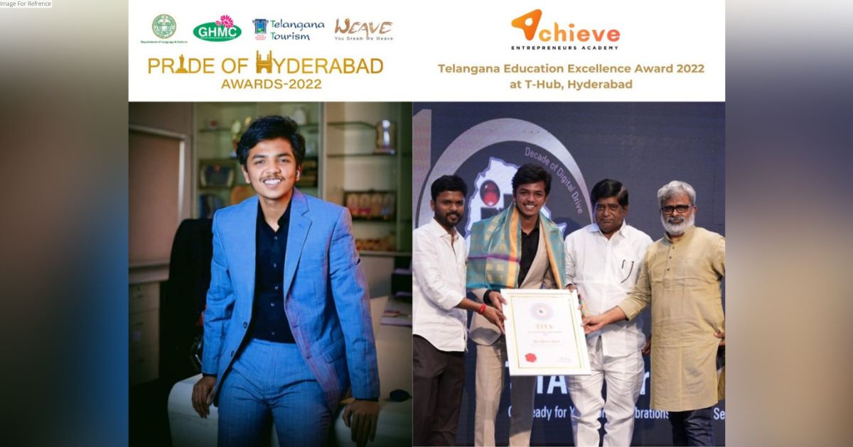 Youngest entrepreneur Ravi Kumar Sagar of Achieve Entrepreneurs Academy bags Pride of Hyderabad 2022 & Telangana Education Excellence Award